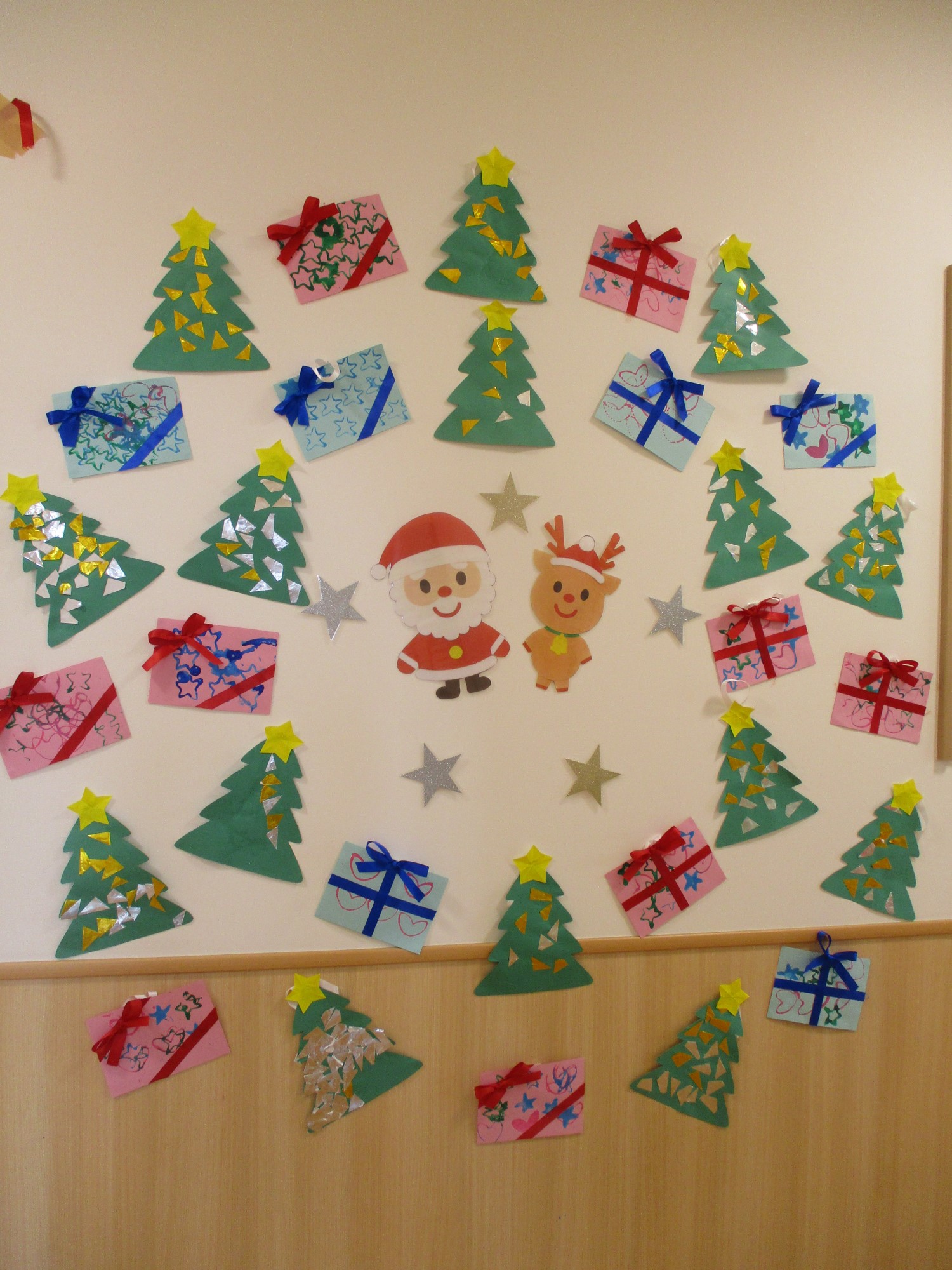 クリスマスリース　冬の折り紙　冬の壁面飾り　クリスマス　5組10個セット